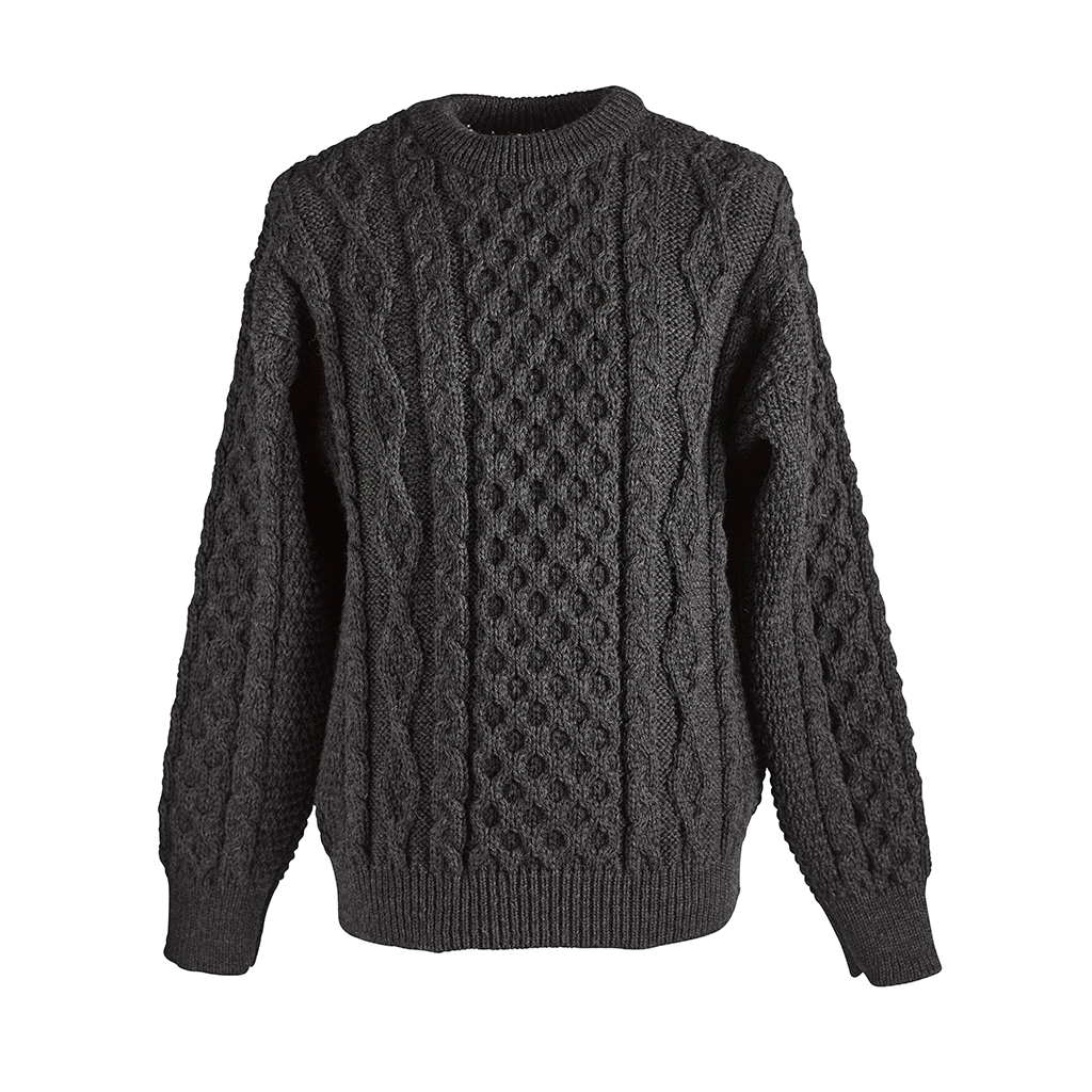 Charcoal Irish Wool Crew Neck Sweater