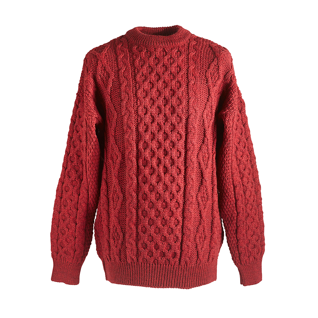 Red Irish Wool Crew Neck Sweater
