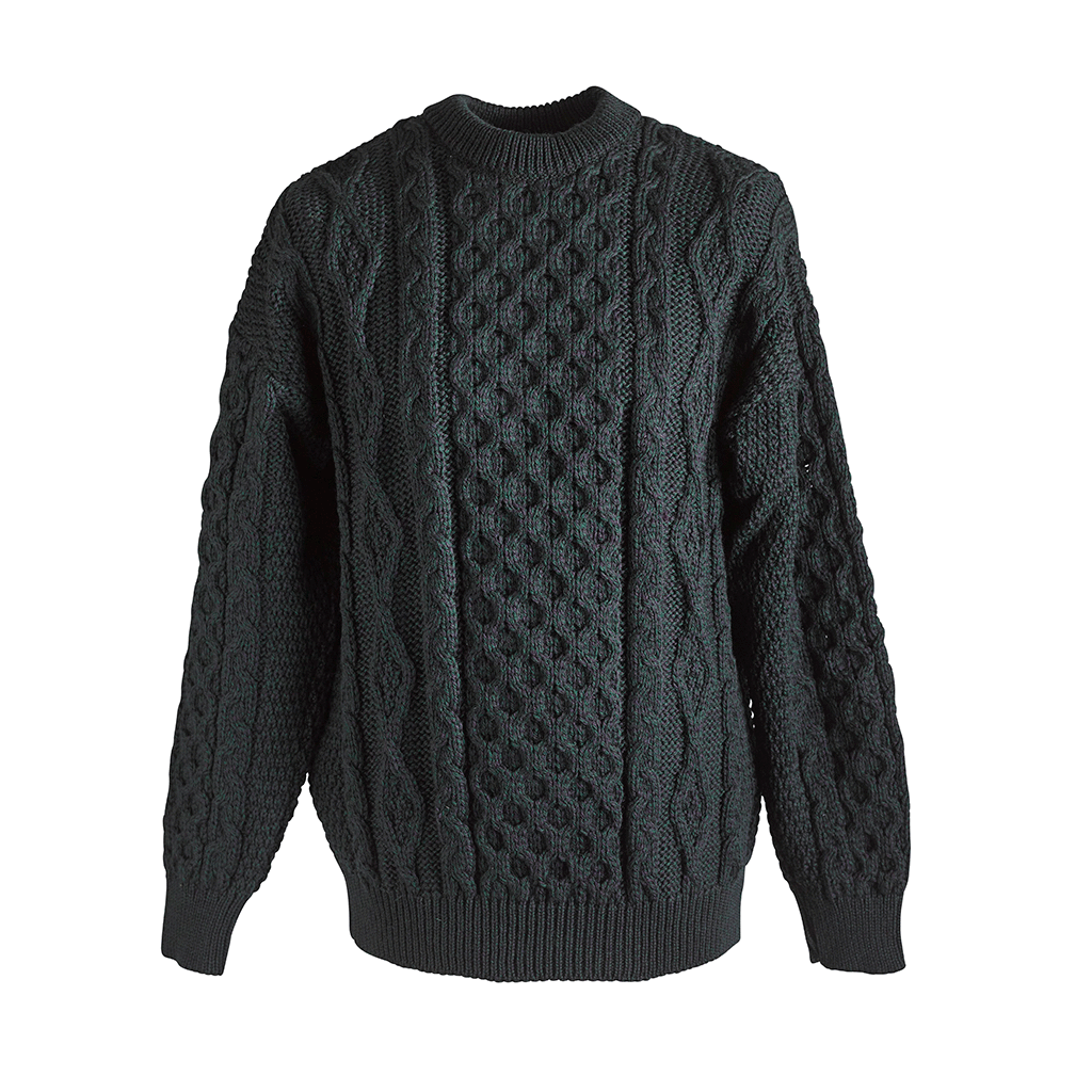 Blue & Green Irish Wool Crew Neck Sweater