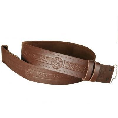 Adjustable Brown Embossed Kilt Belt