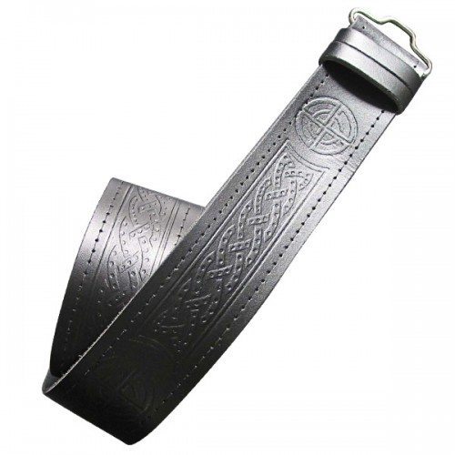 Adjustable Black Embossed Kilt Belt