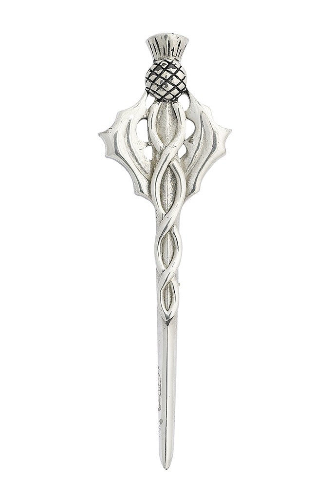 Thistle Kilt Pin With Leaves Polished